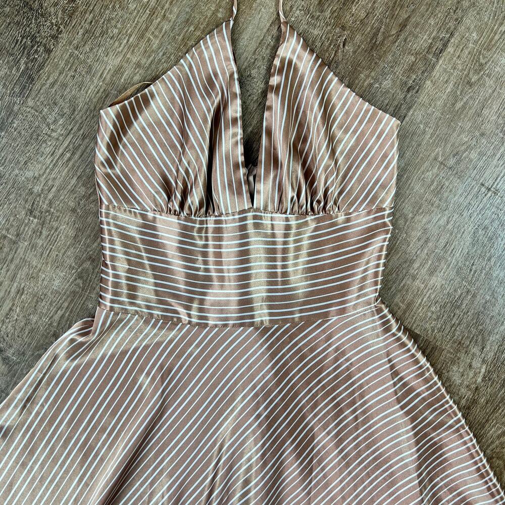 Alyn Paige Dress brown and white striped halter top dress - Picture 3 of 6
